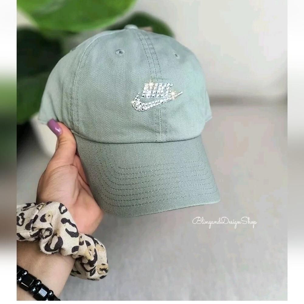 Green Bling Nike Hat Cotton Adjustable Cap made with Crystals NWT Futura